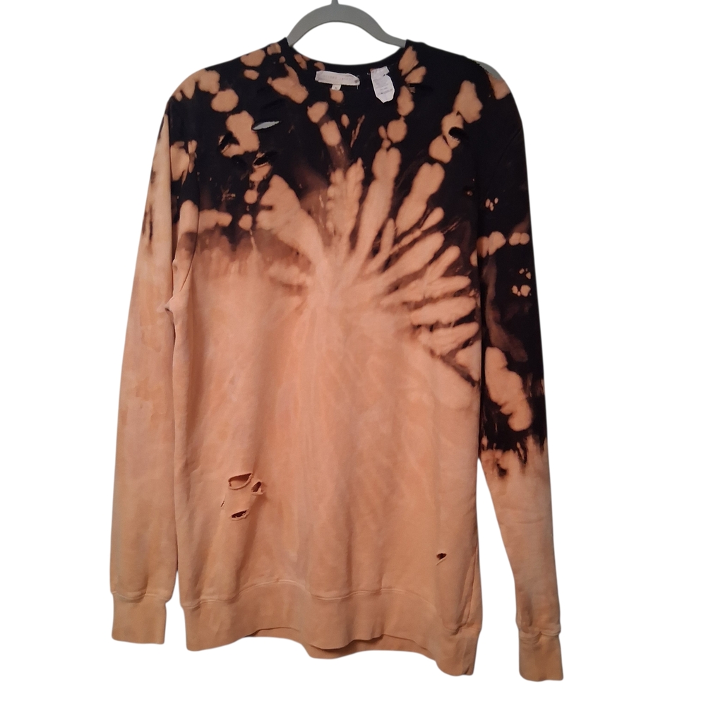 Gilded Intent Women's Distressed Tie dye Crew Neck Sweatshirt Size Medium